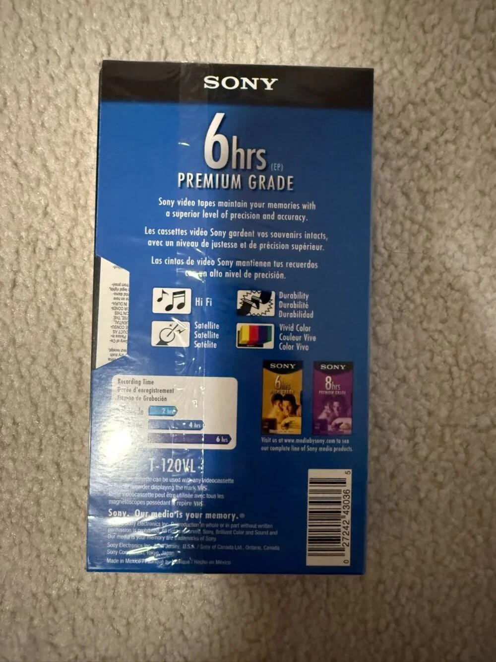 NWT Sealed Sony VHS T-120 Standard Grade 5 Pack 6 Hour Tapes High Durability